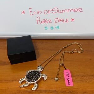 Betsy Johnson Gold and Black Turtle Pendant Necklace